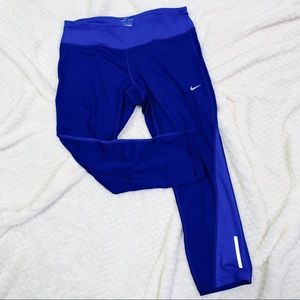 Nike Dri-Fit Sz L Blue Drawstring Cropped Leggings